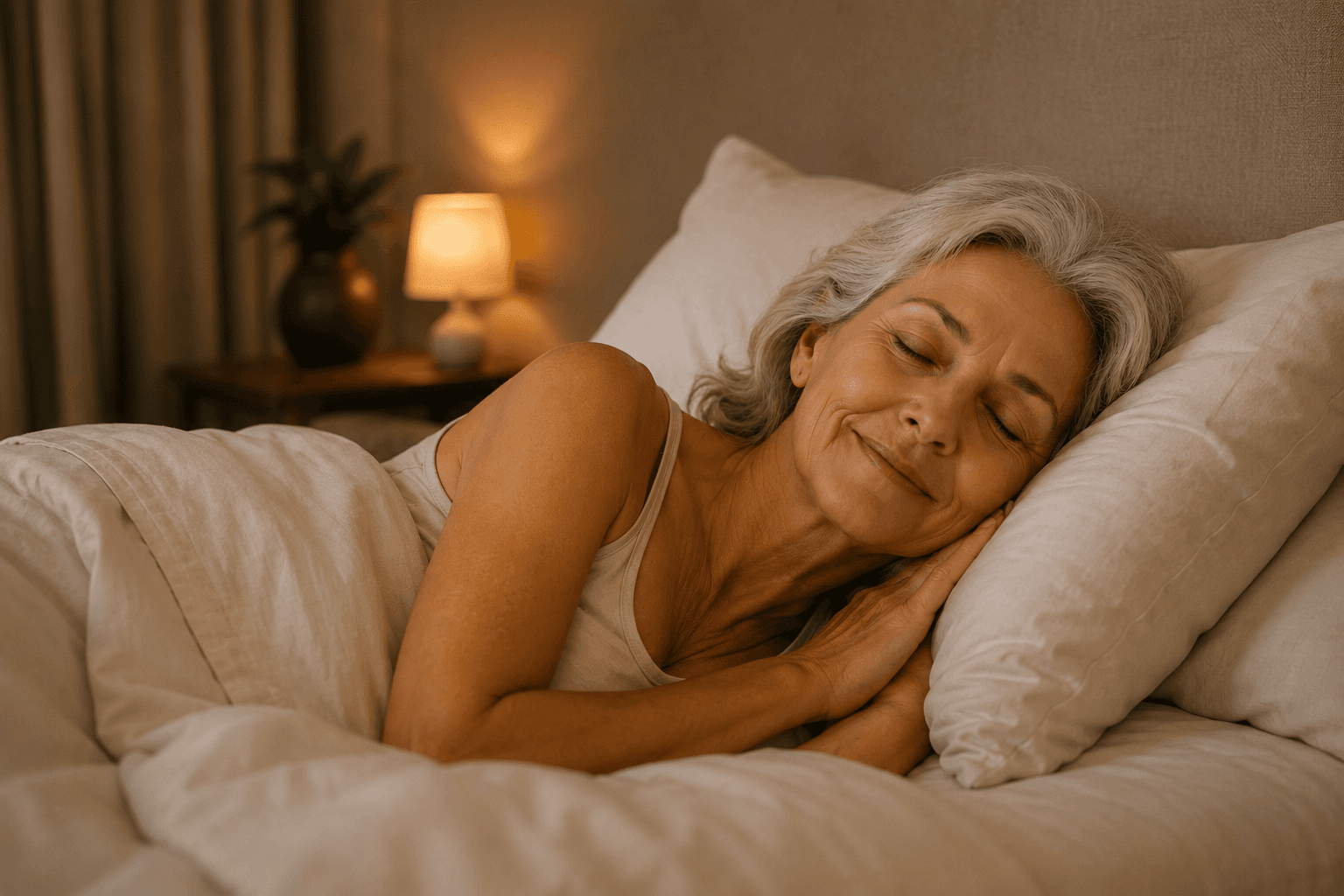 Woman sleeping comfortably in bed