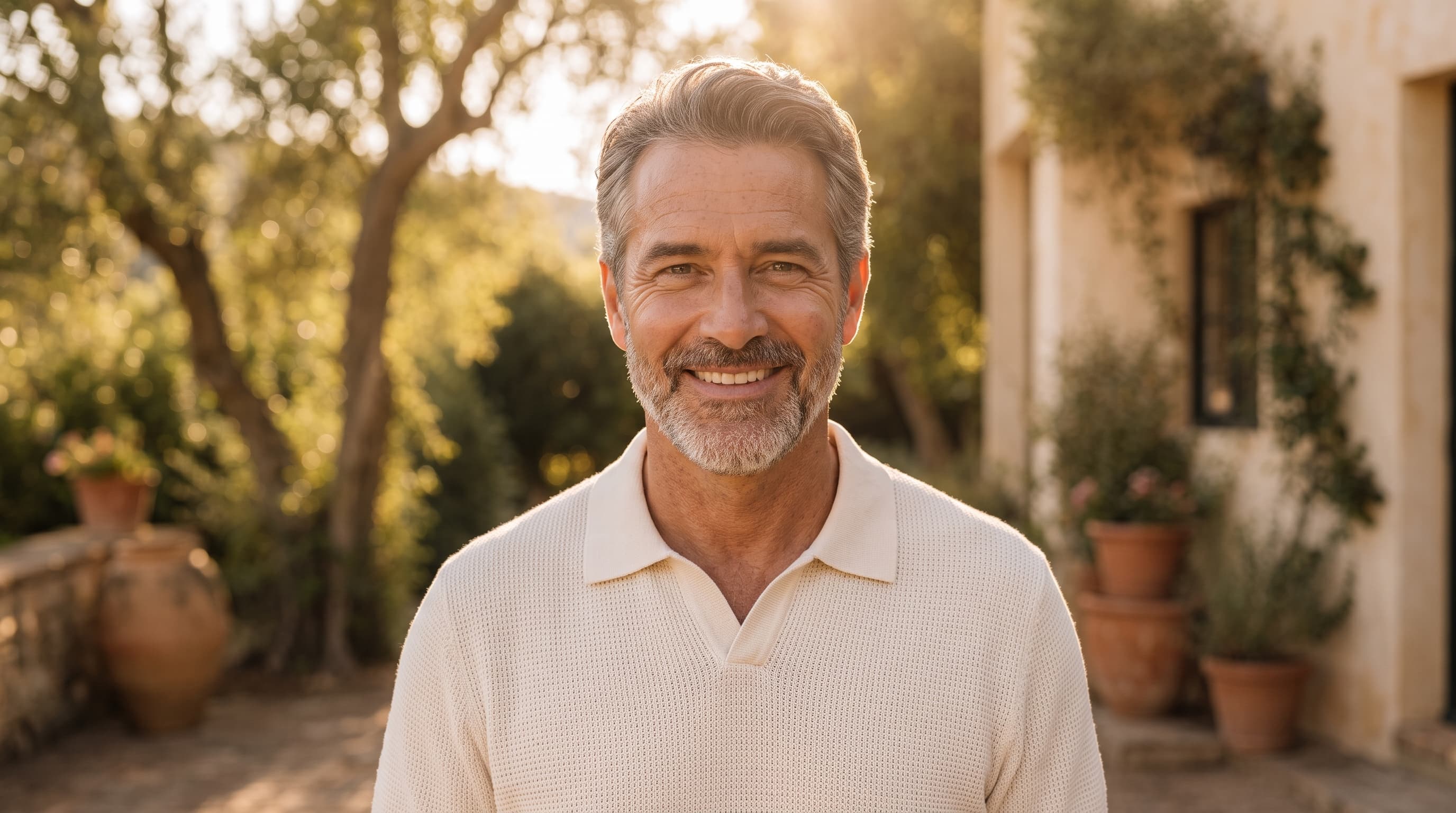 Smiling Solaya MD patient outdoors at golden hour